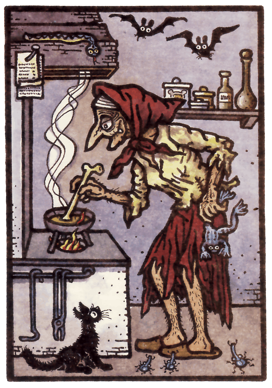 Na obrázku je namalovaná čarodějnice pro&nbsp;knihu Tajemný svět strašidel od J.W. Neprakty.